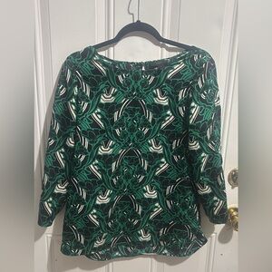 J.Crew Emerald and Ivory Swirl Dress